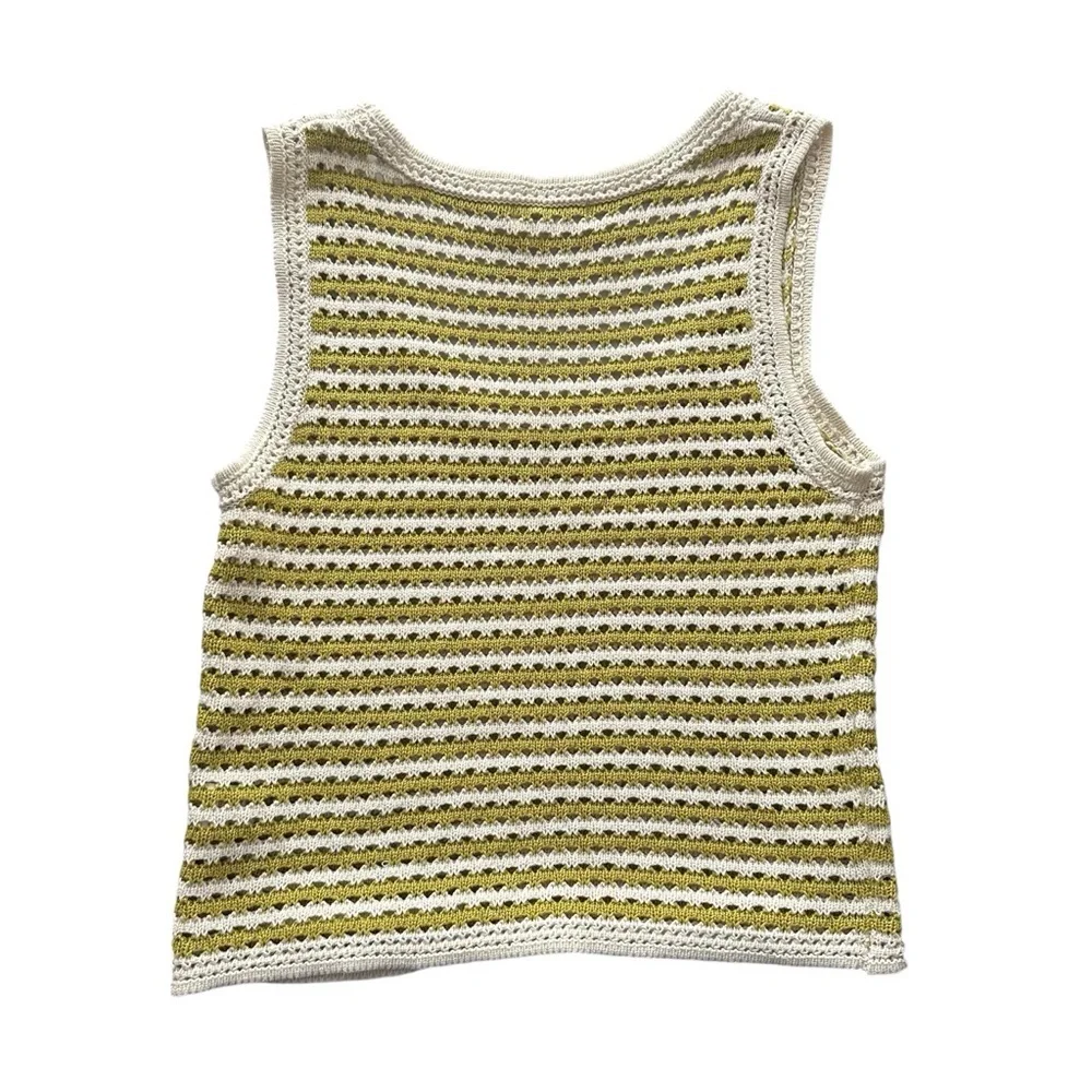 Striped Crochet Knit Tank Top in Kiwi by Blu Pepper Woman’s Small - Picture 2 of 11